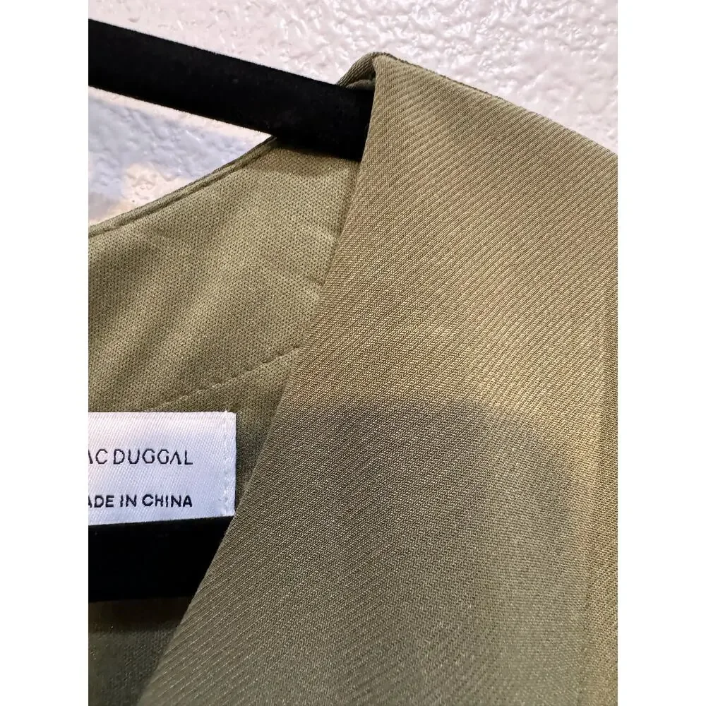 IEENA for MAC DUGGAL Dress $378 FLAW Flounce Sleeve Midi Dress Olive Size 4 - Picture 8 of 12